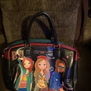 Nicole Lee Black Multicolor Graphic Laptop Bag